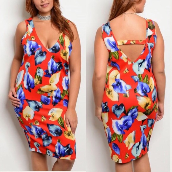 Floral Flower Print Bodycon Dress
